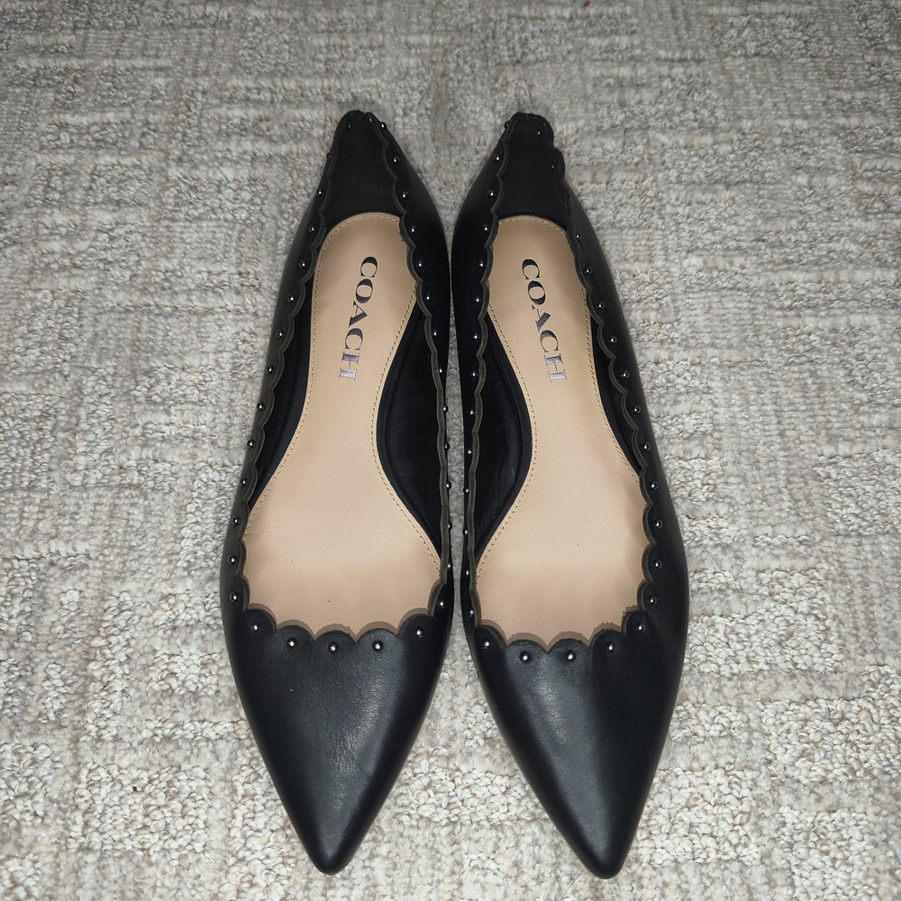 Coach Jill Women's Shoes Size 5 Leather Ballets Black Flats Classic - Picture 2 of 10